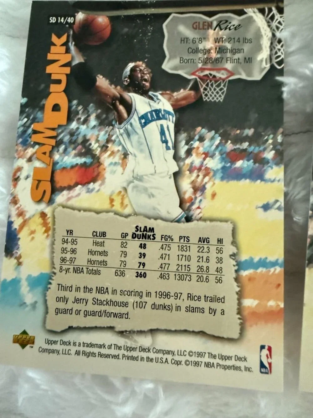1997 Upper Deck Nestle Slam Dunk Basketball Card Bundle - Kemp, Rice, McDyess, T